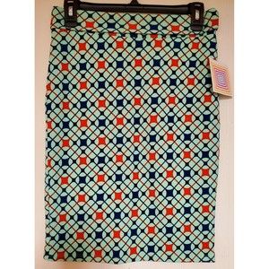 Lularoe Cassie Womens Skirt Size XS Teal Blue Red Stretch Elastic Waist New!